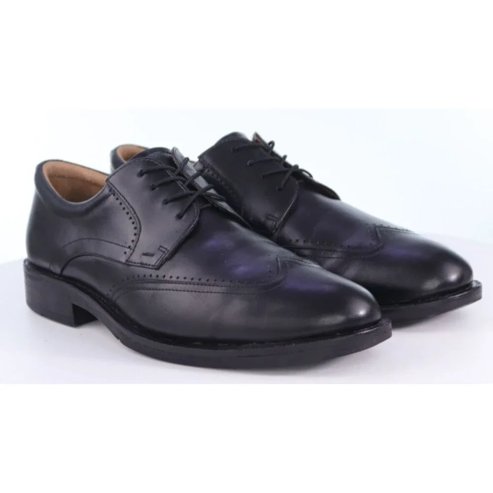 ECCO Men's Wingtip Comfort Dress Shoes Size EU 43 US 9-9.5 Leather Black
